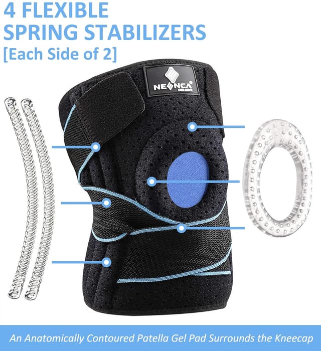 Detalle de NEENCA knee brace with 4 springs support