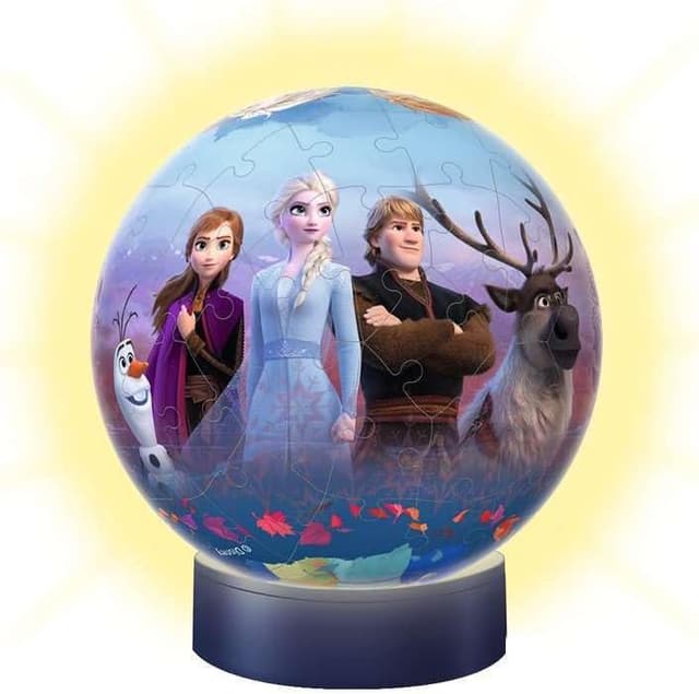Detalle 2 de Ravensburger Puzzle 3D boule illuminée La Reine des Neiges 2, 72 pièces numérotées (socle lumineux inclus) dès 6 ans
