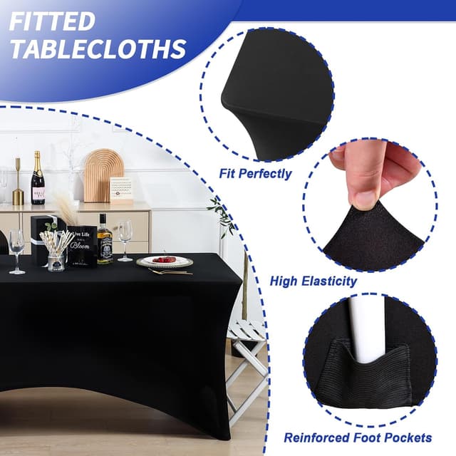 Detalle de Fixwal 3 Pack black table cloth for 6FT