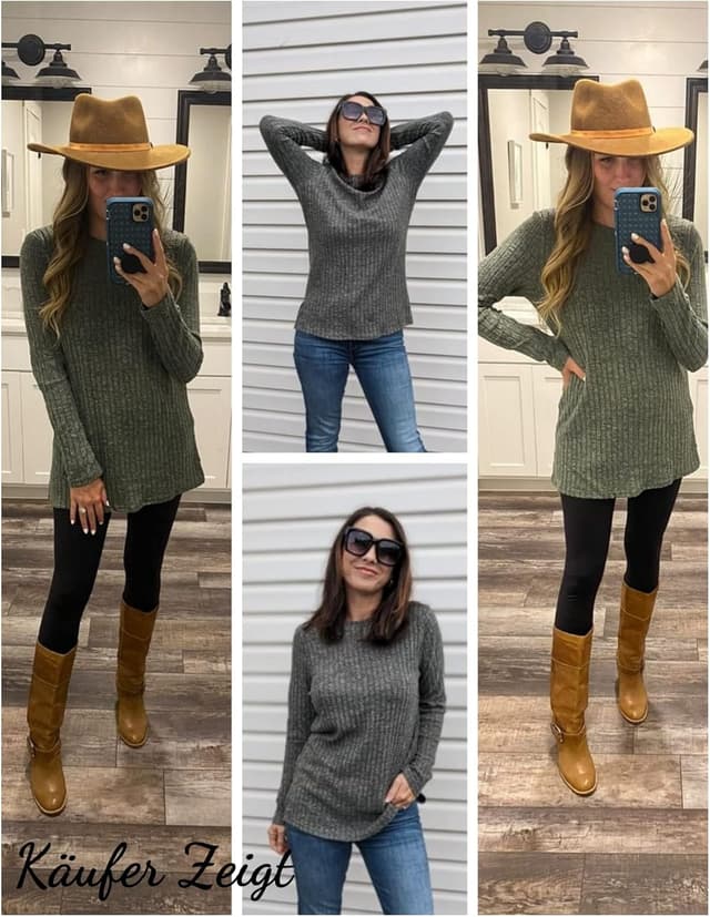 Detalle 1 de Odosalii Pullover Strickshirt mit Seitenschlitz