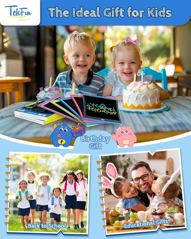 Detalle 1 de TEKFUN 8.5inch LCD writing tablet pack — kids’ drawing board
