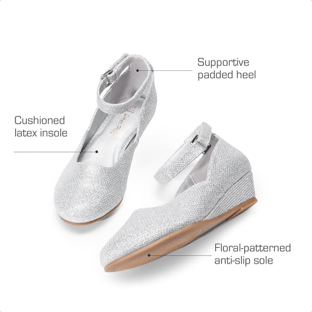 Detalle de DREAM PAIRS ballerines fille à talon compensé bas et bride cheville pour cérémonie