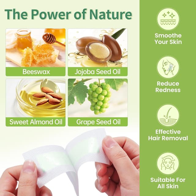 Detalle 2 de Beauty7 Bandes de cire froide pour sourcils (peaux normales) : 50 bandes + 10 lingettes apaisantes