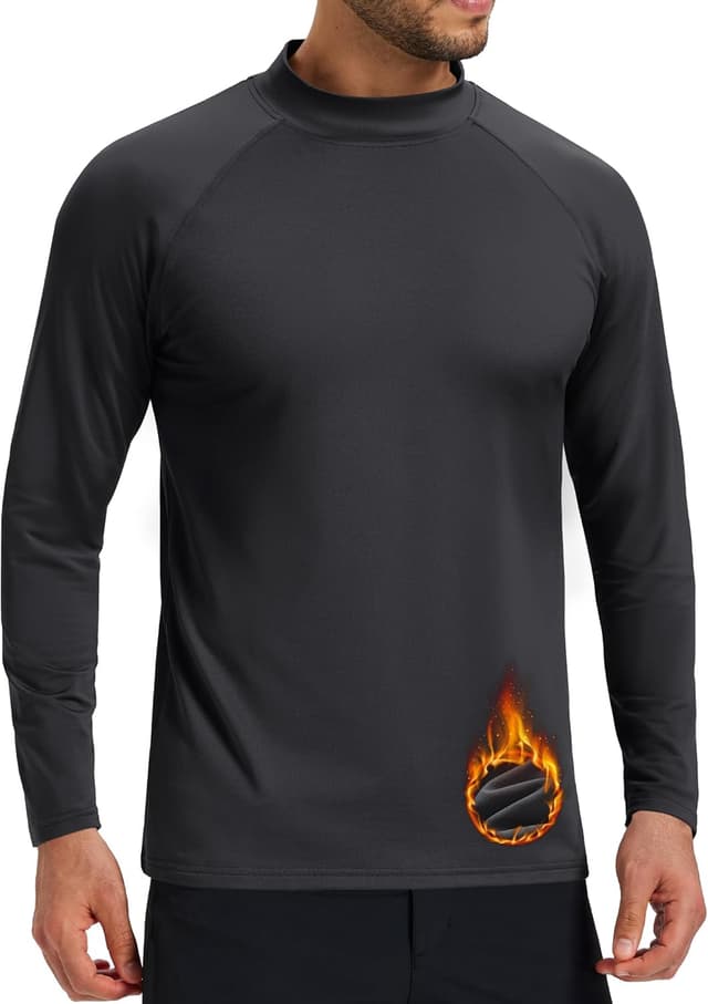 Detalle de Cavva men’s thermal shirt mock turtleneck long sleeve micro fleece base layer