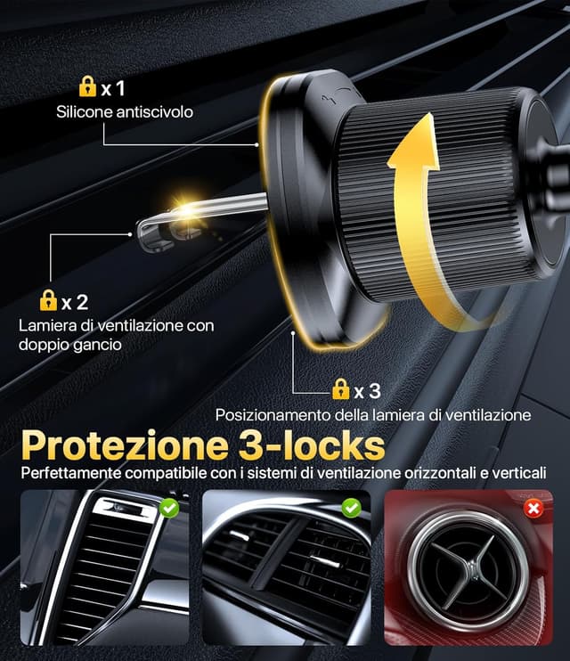 Detalle 2 de Miracase Porta cellulare auto 360° gancio doppio per smartphone