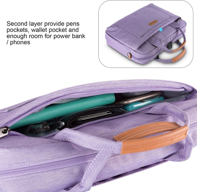 Detalle de DOB SECHS Laptoptasche bis 17–17,3 Zoll (violett) – Laptop-Sleeve mit gepolstertem Innenfach