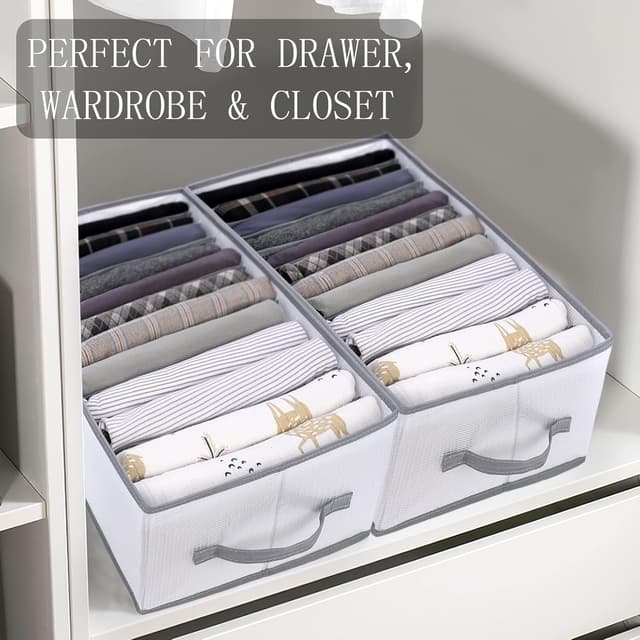 Detalle 2 de sprecenk Ordnungssystem Organizer Kleiderschrank – 2 Pack Faltboxen mit 12 Gittern, hellgrau