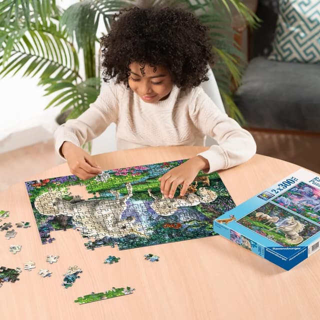 Detalle 2 de Ravensburger Puzzle 2x300 Pezzi Unicorni (2 puzzle da 300) per bambini 9+ | 49 x 36 cm