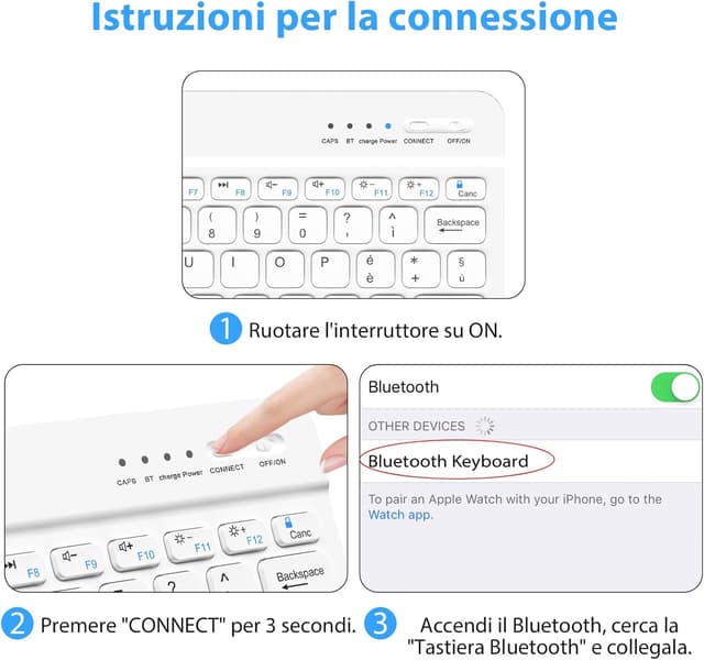 Detalle 1 de HZD Tastiera Bluetooth QWERTY, layout italiano