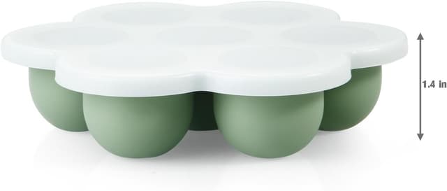 Detalle de PandaEar 3 Pack Silicone Baby Food Freezer Tray with Lids (7 pods, non-stick) – Blue/Green/Carnation