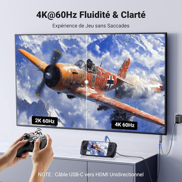 Detalle de UGREEN Câble USB‑C vers HDMI 4K 60 Hz (18 Gbps) avec PD 100W et prise en charge HDR/Dolby