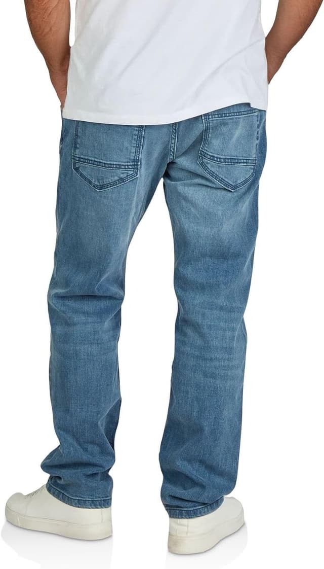 Detalle 2 de TOM TAILOR Herren Stretch-Jeans Straight Fit Marvin (Marvi) – Denim Blau/Schwarz, Größen 30–42