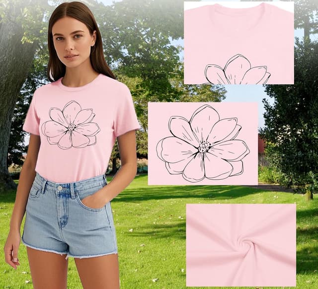 Detalle 2 de Qskall women’s magnolia floral print T-shirt (soft breathable jersey blend)