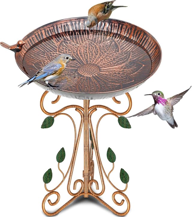Detalle de Gouisalin 13" Metal Bird Bath 18.7" Tall