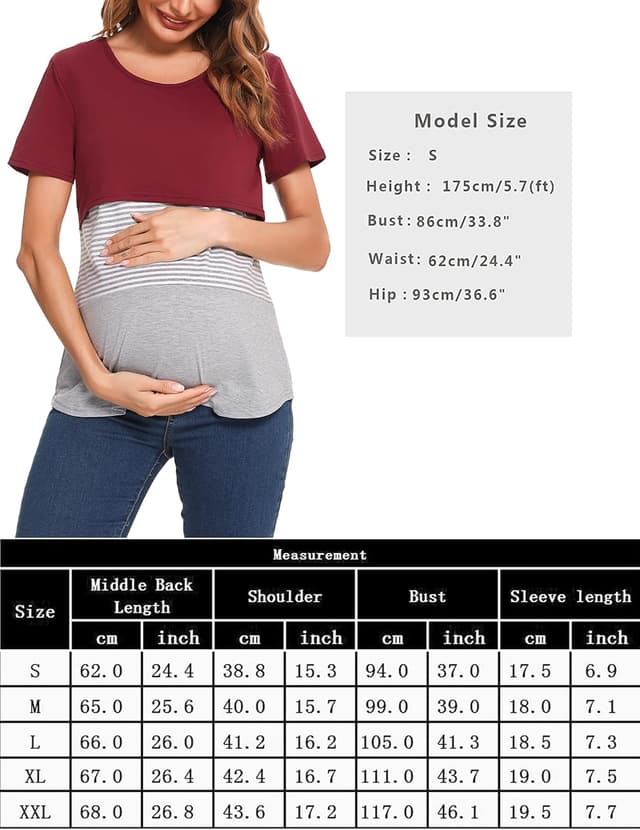 Detalle de Bresdk T-shirt d’allaitement manches courtes en coton avec ouverture pour allaiter