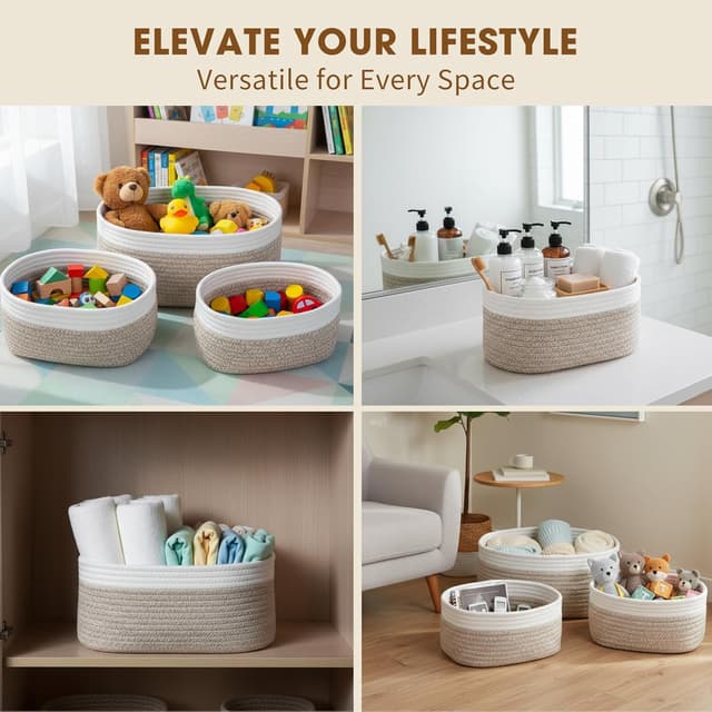 Thumbnail 4 de Cozary Cestas organizadoras 3 piezas gris