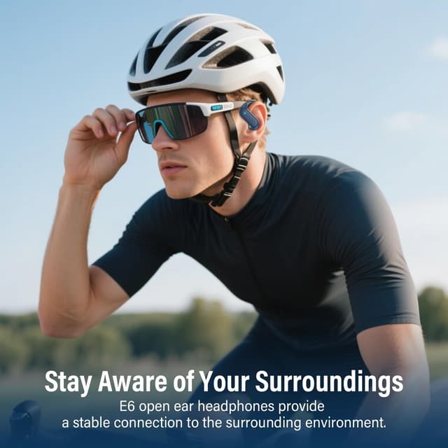 Detalle de DUSONLAP Ecouteurs Bluetooth Open-Ear Sport 5.4, 42 h, micro ENC et écran LED (bleu)