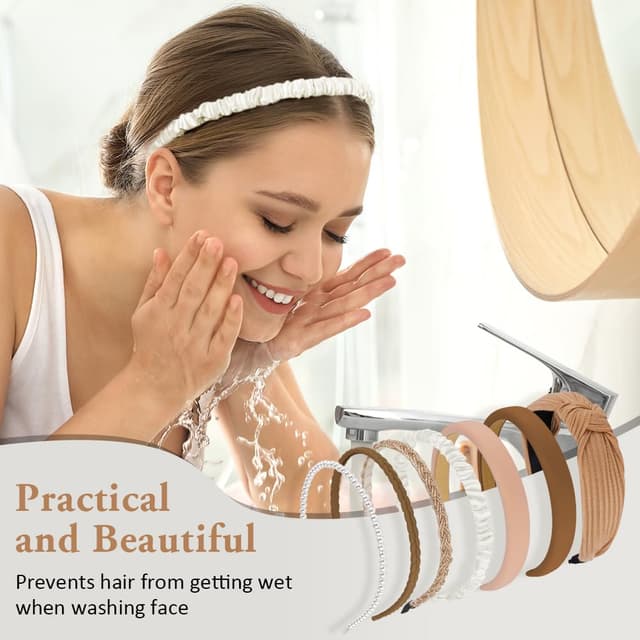 Detalle de LOPHE Damen Stirnbänder (7er-Set) – vintage, gepolstert, geknotet/ Turban-Style für Frauen und Mädchen