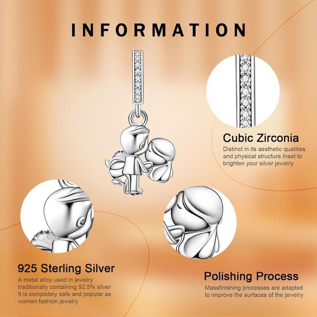 Detalle de Rimgoris 925 Sterling Silber Charm für Damenarmbänder „Liebe“ zum Valentinstag – Clip & Sicherheitskette