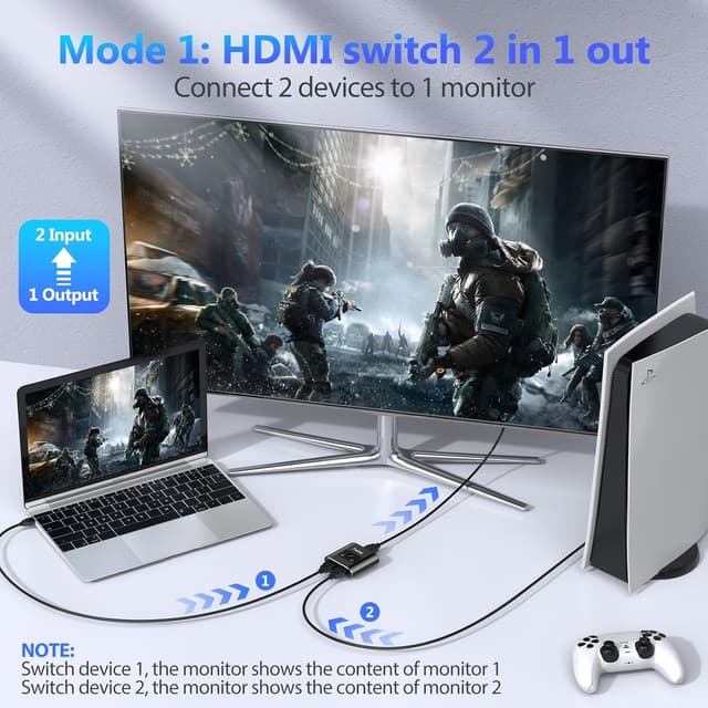 Detalle 2 de Fokky HDMI Switch 4K@60Hz bidirectional HDMI splitter