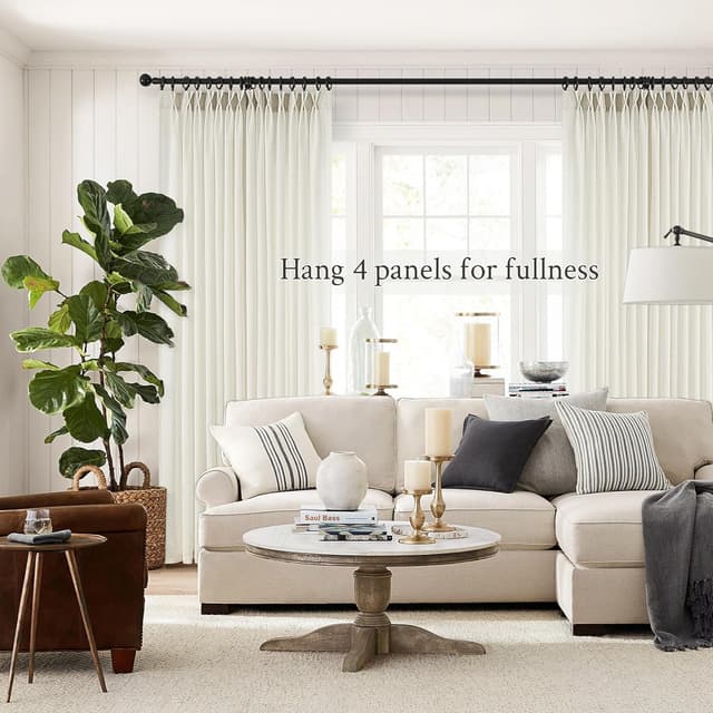 Detalle 2 de Topfinel 94-Inch Pinch Pleat Linen Curtains (Set of 2 Panels) in Birch