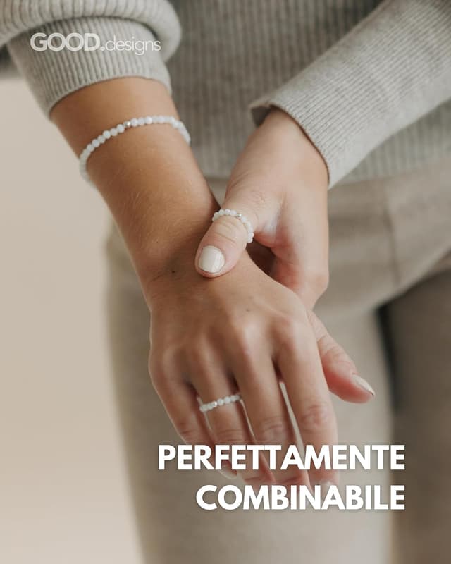 Detalle de GD GOOD.designs Anello anti-stress con perle di pietra naturale e rotazione elastica