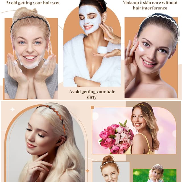 Detalle de Vrose Flosi Fashion Wide Zig Zag Headbands (Plastic Wavy Tooth Comb) for Women and Men