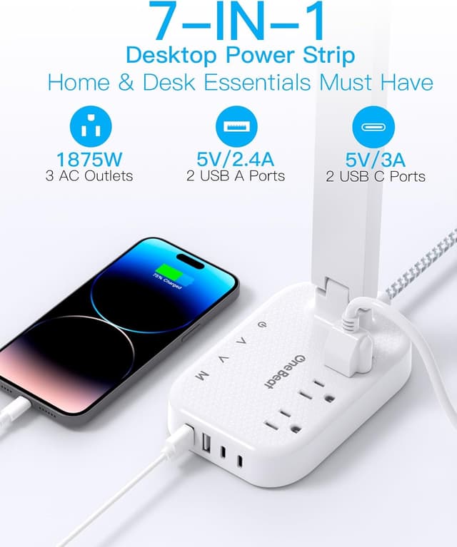 Detalle 2 de Power Strip LED Desk Lamp 4 USB Ports
