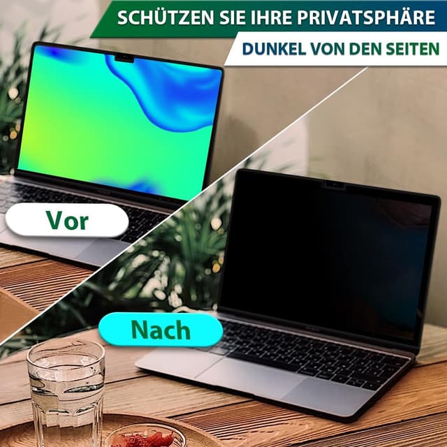 Detalle de STARY magnetischer Sichtschutz für MacBook Air 13,6/13 Zoll (2022–2026, M2–M5) mit blauem Licht- und Blendschutz