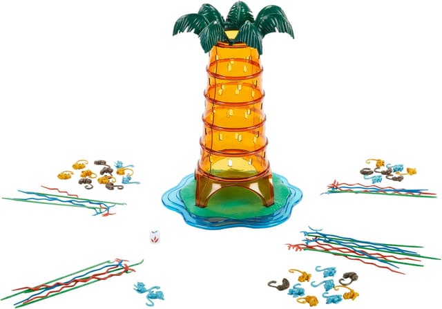 Detalle 2 de Mattel Games SOS Affenalarm Schaukelpalmenparty – Jubiläums-Sonderedition (HTW65) mit Dschungeltieren