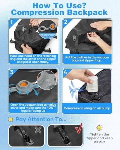 Detalle de SZLX mochila de vacío con bomba y tamaño cabina (40x30x20), compatible con Ryanair