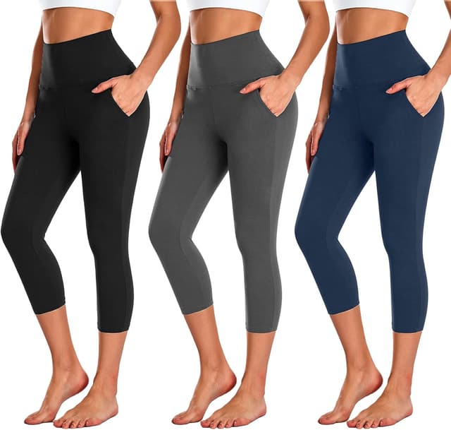 Detalle de NEW YOUNG 3-Pack Capri Leggings with Pockets (High-Waisted Tummy Control)