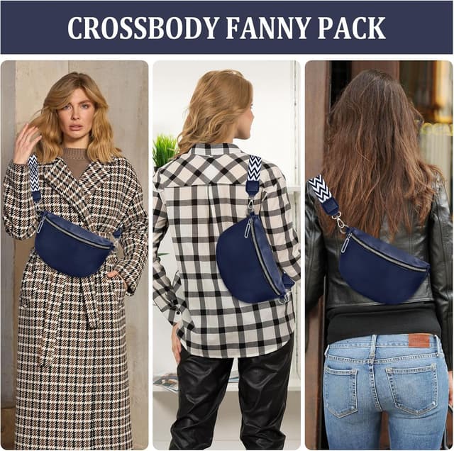 Detalle 2 de HLEIUKT Umhängetasche Damen groß: Crossbody- & Bauchtasche mit abnehmbarem Schultergurt (blau)