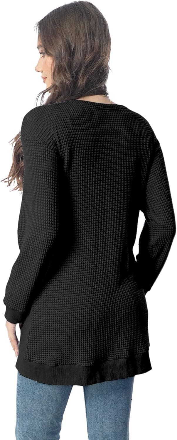 Detalle de GLEENOD Damen-Strickjacke mit Taschen – langarm Casual-Cardigan mit offener Front