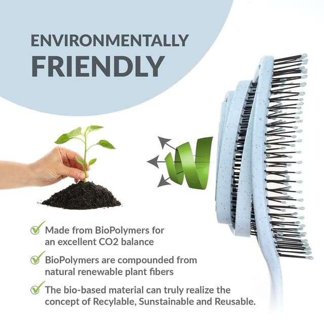 Detalle de marQus Bio Haarbürste ohne Ziepen mit Doppelspiralfeder & mehr Borsten (Arctic Blau) – Entwirrbürste für jeden Haartyp