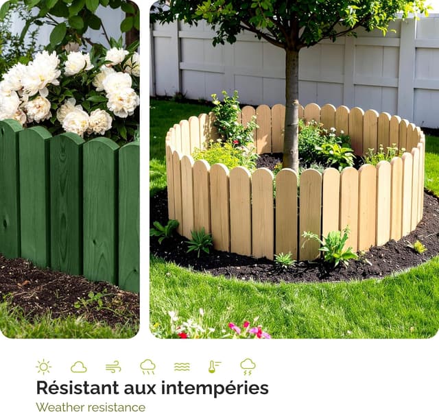 Detalle de Garronda GD-0148 : bordure de jardin en bois (Graphite) 100 cm, hauteur 10 cm