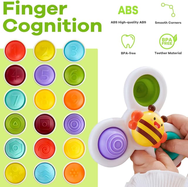 Detalle de Suction Cup Spinner Toys 3‑pack for 1–3 years