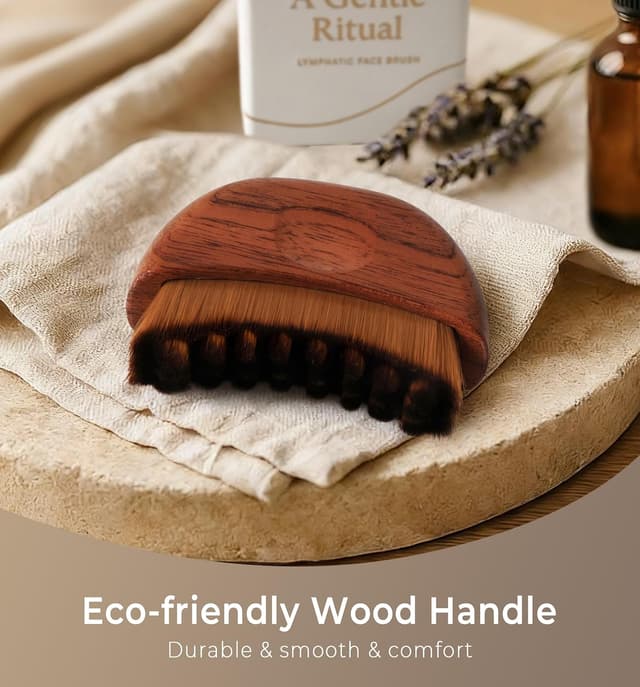 Detalle de Lymphatic Contour Face Brush — Wooden Face Brush for Lymphatic Drainage & Dry Brushing Massage