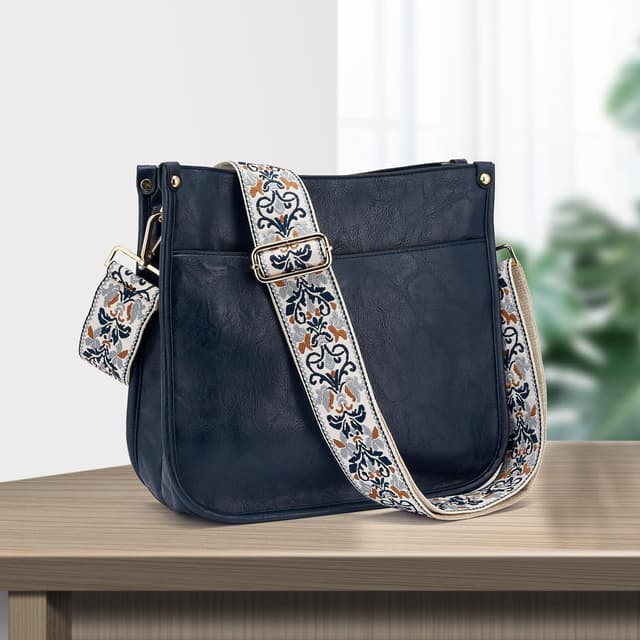 Detalle de ZOUIQSS Women’s Crossbody Leather Shoulder Bag with Adjustable Strap and Zipped Pockets