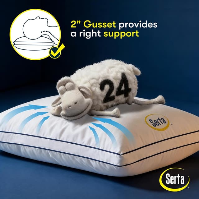 Thumbnail 4 de Serta Hotel Collection Bed Pillows (Queen/Standard) Set of 2, Medium Firm Down Alternative, 400 Thread Count Cotton Cover