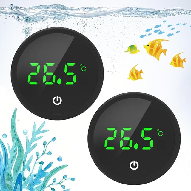 Detalle 2 de QZQ Digital Aquarium Thermometer with Wireless Touch Stick (LED Display) – 2 Pack