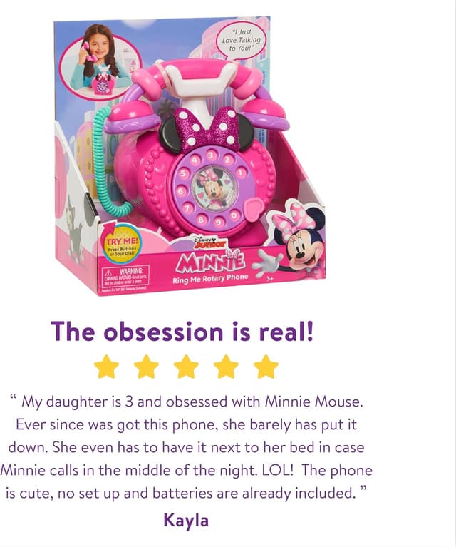 Detalle de Disney Junior Minnie Mouse Ring Me Rotary Pretend Play Phone with Lights and Sounds (Ages 3+)