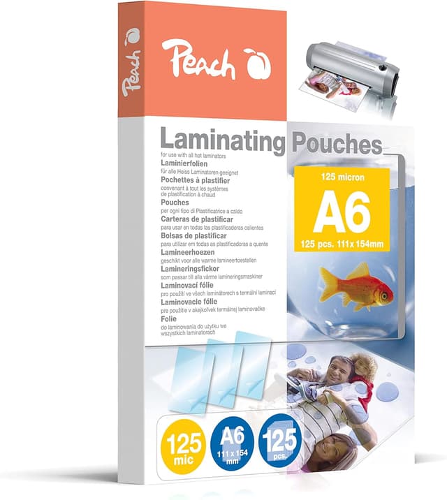 Detalle de Peach Laminierfolien A6 (125 mic) – 125 Laminierhüllen glänzend, PP525-04P
