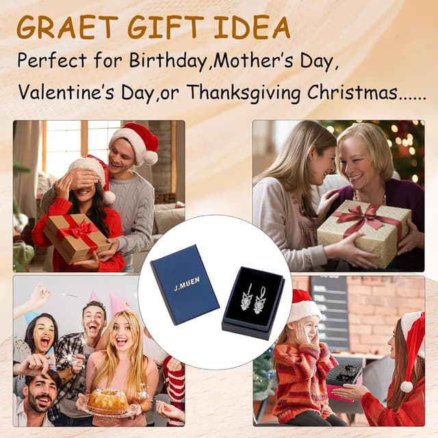 Thumbnail 6 de J.WUEN boucles d’oreilles pendantes femme en argent 925 avec hiboux et zirconite cubique