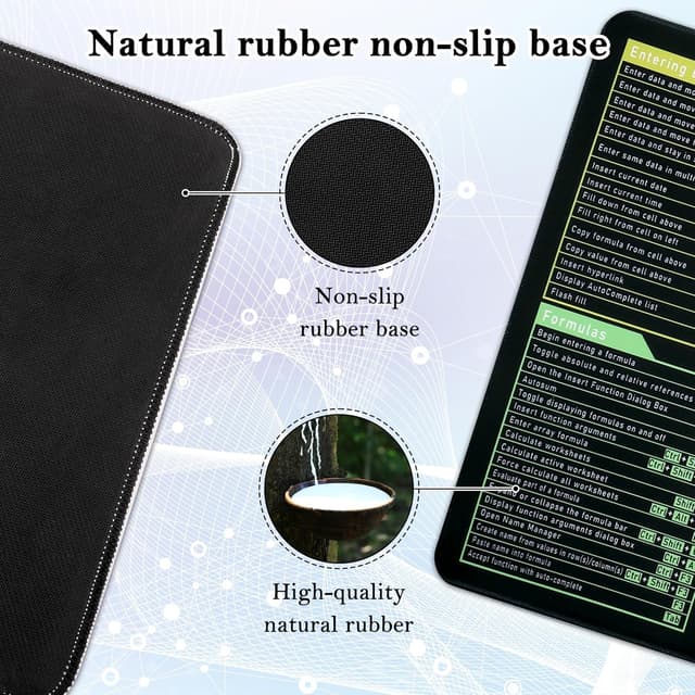 Detalle de Yimomoyi Mousepad „Excel Shortcuts“ – XXL Schreibtischunterlage 900 x 400 mm mit Anti-Rutsch-Unterseite