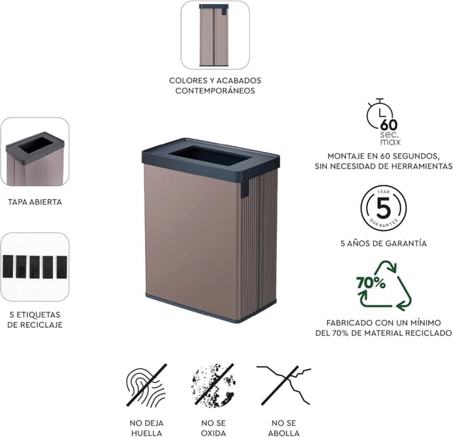 Thumbnail 8 de CURVER Verto Cubo de Reciclaje 54 L con Compartimentos Duales ♻