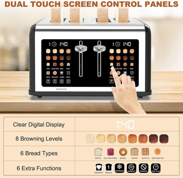 Thumbnail 2 de 4 Slice Touch Screen Toaster 1650W