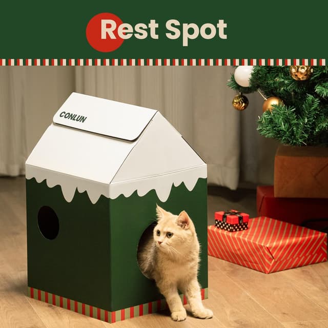 Thumbnail 1 de Conlun Cardboard Cat House Medium 33cm