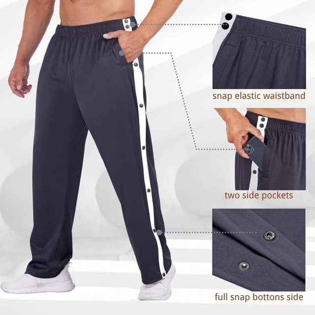 Detalle 2 de Deyeek Men's Tear Away Basketball Pants with Pockets