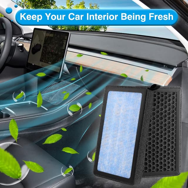 Detalle 2 de Tesla Model 3 / Model Y HEPA Cabin Air Filter (HEPA + Activated Carbon) 2-Pack for 2016–2025